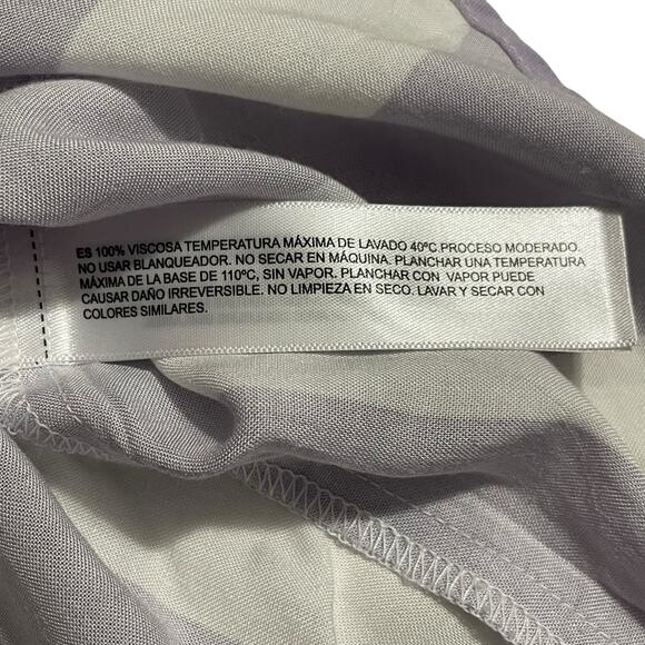 Denim & Flower Mens Button Up Shirt Size Large Purple White Stripes Short Sleeve - Picture 9 of 12